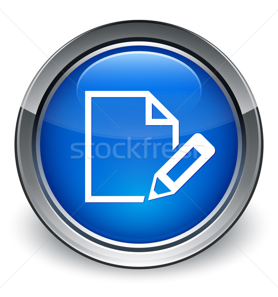 Edit page icon glossy blue button Stock photo © faysalfarhan