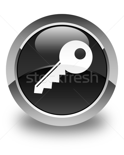 Key icon glossy black round button Stock photo © faysalfarhan