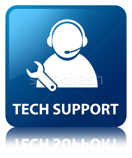 Tech ondersteuning glanzend Blauw vierkante knop Stockfoto © faysalfarhan