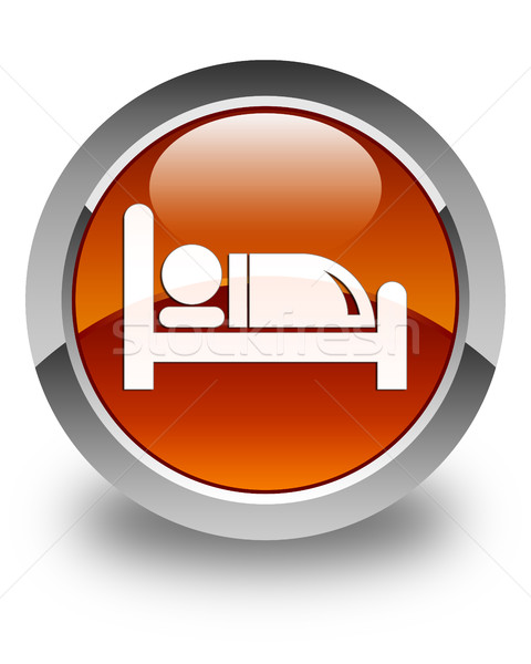 Hotel bed icon glossy brown round button Stock photo © faysalfarhan