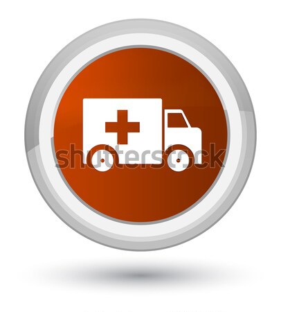 Ambulance icon glossy brown round button Stock photo © faysalfarhan