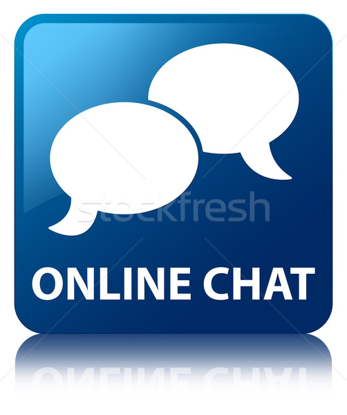 Online chat (talk bubble icon) glossy blue reflected square butt Stock photo © faysalfarhan