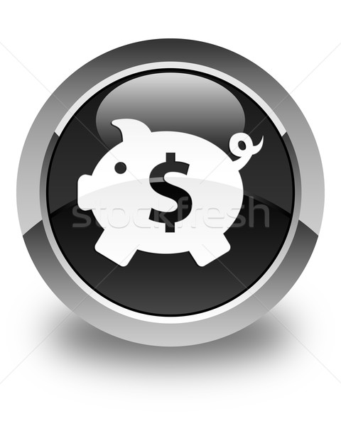 Piggy bank (dollar sign) icon glossy black round button Stock photo © faysalfarhan