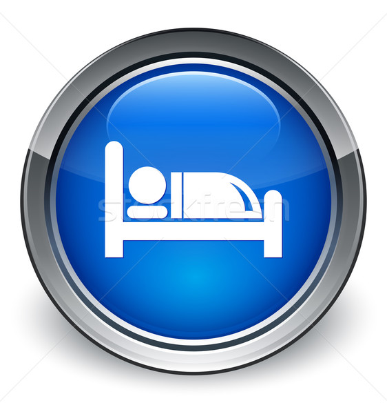 Hotel bed icon glossy blue button Stock photo © faysalfarhan
