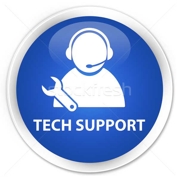 Tech wsparcia ikona niebieski przycisk działalności Zdjęcia stock © faysalfarhan