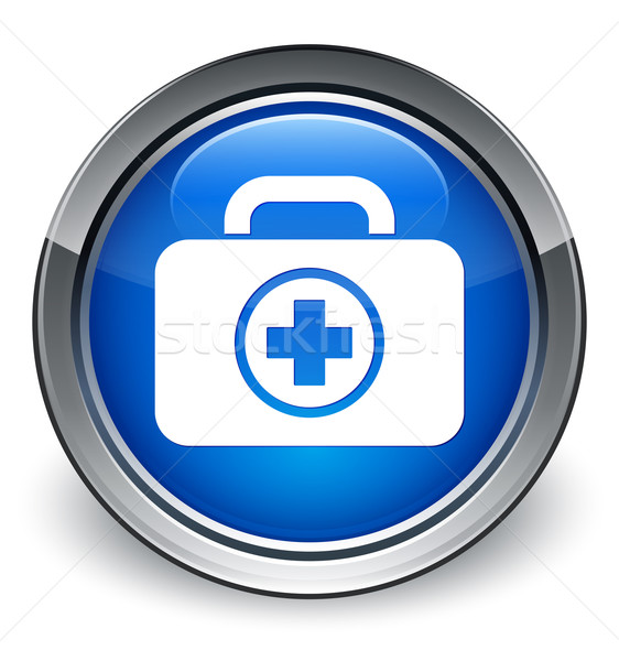 First aid kit (medical bag) icon glossy blue button Stock photo © faysalfarhan