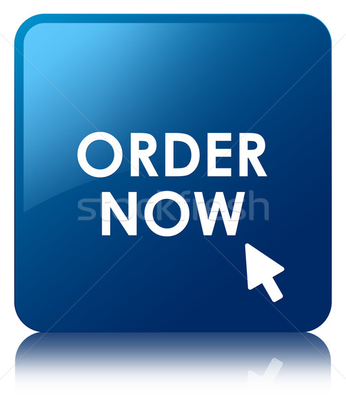 Order now glossy blue reflected square button Stock photo © faysalfarhan