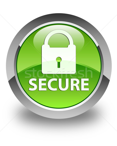 Secure glossy green round button Stock photo © faysalfarhan