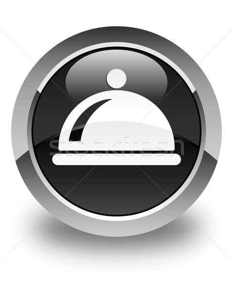 图标    黑色    钮 / food dish icon glossy black round button