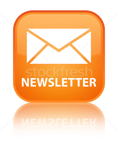 Newsletter glossy orange reflected square button Stock photo © faysalfarhan