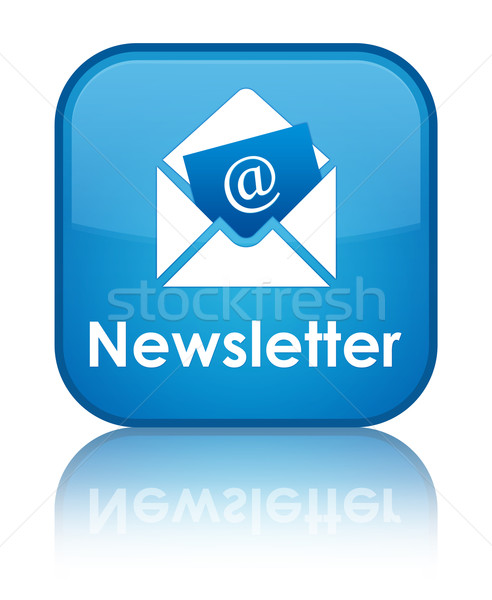 Nieuwsbrief glanzend Blauw vierkante knop internet Stockfoto © faysalfarhan