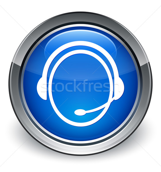 Customer care icon glossy blue button Stock photo © faysalfarhan