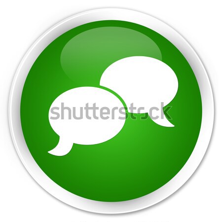 Chatten bubble icon glanzend groene knop internet Stockfoto © faysalfarhan