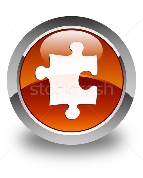 Puzzle icon glossy brown round button Stock photo © faysalfarhan