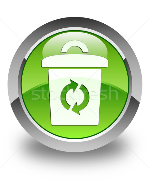 Trash icon glossy green round button Stock photo © faysalfarhan
