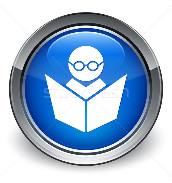 E-learning icon glossy blue button Stock photo © faysalfarhan
