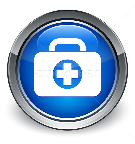 First aid kit (medical bag) icon glossy blue button Stock photo © faysalfarhan