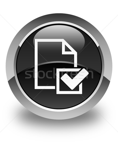 Checklist icon glossy black round button Stock photo © faysalfarhan