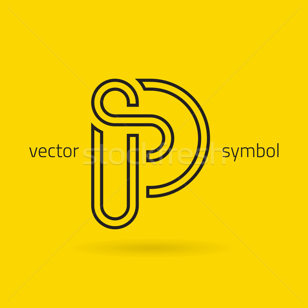 Stock photo: Vector graphic creative line alphabet symbol / Letter P
