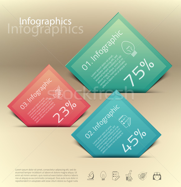 Vector graphic abstract info-graphics with icons in vibrant colo Stock photo © feabornset