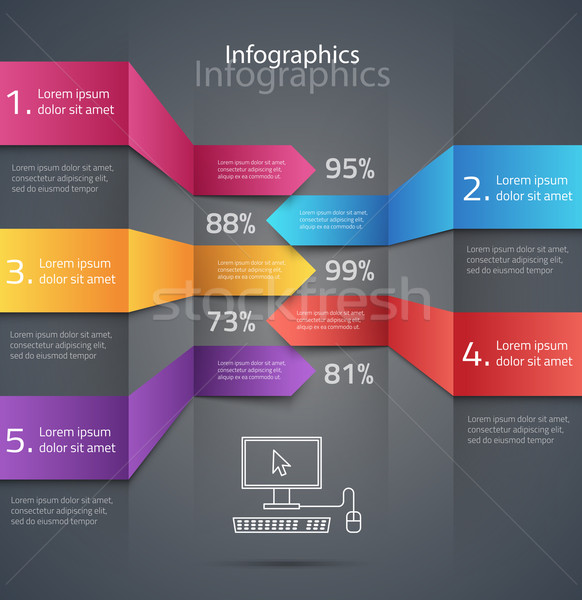 Vector graphic abstract info-graphics with icons in vibrant colo Stock photo © feabornset