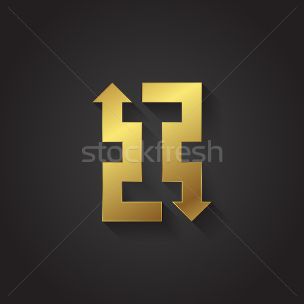 Vector graphic gold arrow alphabet letter symbol / Letter I Stock photo © feabornset