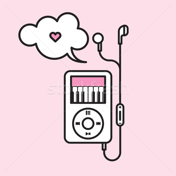 Funny vector graphic illustration of an mp3 player device with h Stock photo © feabornset