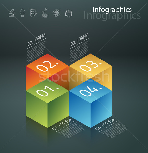 Vector graphic abstract info-graphics with icons in vibrant colo Stock photo © feabornset