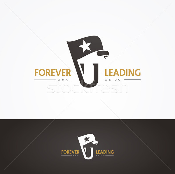 Stock photo: Vector graphic symbol for company leaders with a flag, a star sh