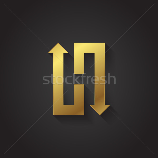 Stock photo: Vector graphic gold arrow alphabet letter symbol / Letter H