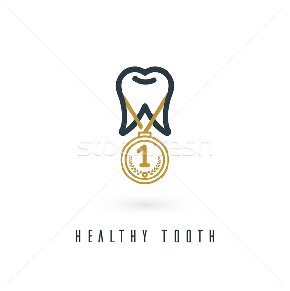 Vector graphic illustration of an awarded tooth symbol with samp Stock photo © feabornset