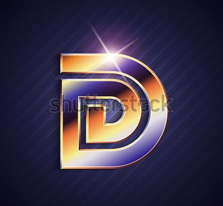 Beautiful vector graphic ruby alphabet with gold rim / letter D  Stock photo © feabornset