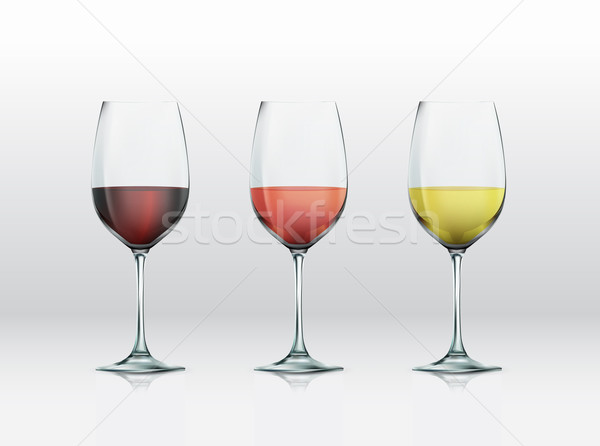 Realistic vector graphic glasses with wine selections. Red wine, Stock photo © feabornset