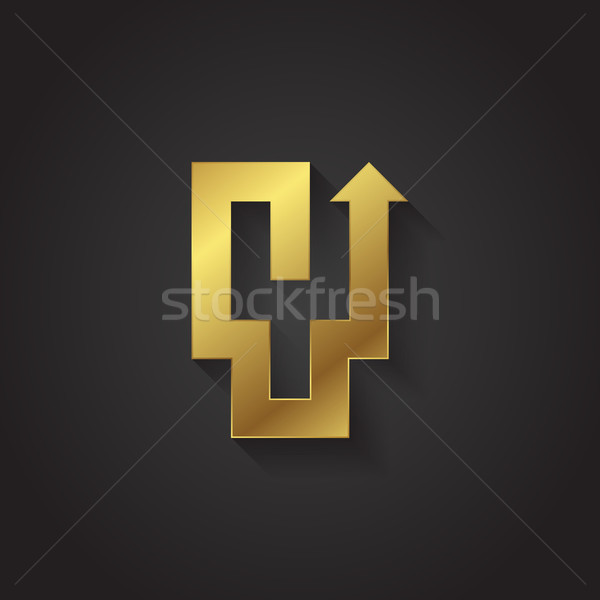 Vector graphic gold arrow alphabet letter symbol / Letter Y Stock photo © feabornset