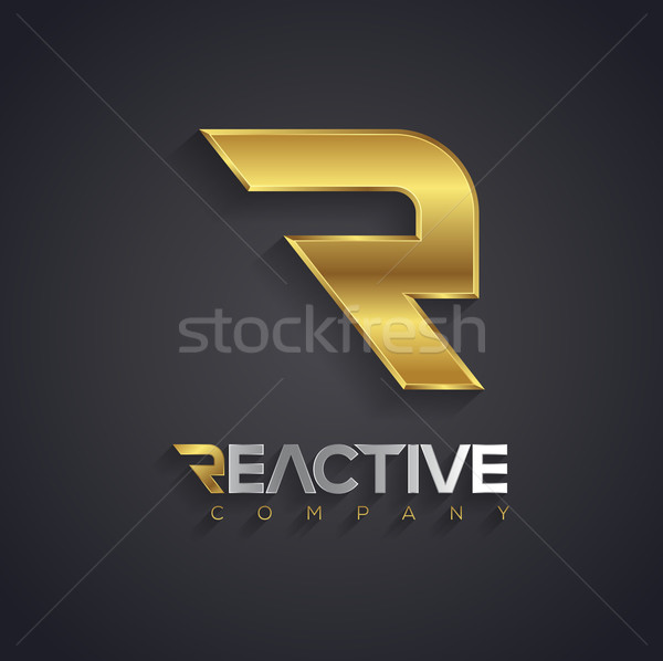 Vector graphic golden and silver R letter symbol for your compan Stock photo © feabornset