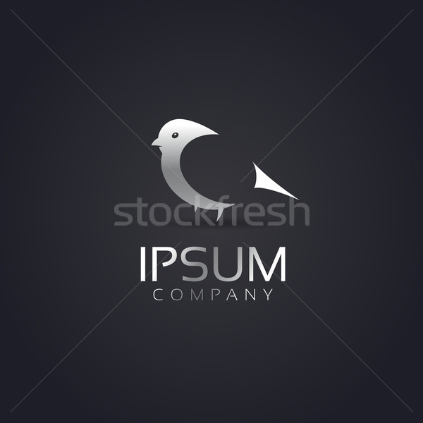 Vector graphic elegant and cute silver bird symbol for your comp Stock photo © feabornset