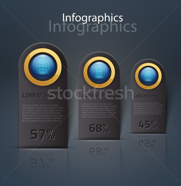 Vector graphic abstract info-graphics with icons in vibrant colo Stock photo © feabornset