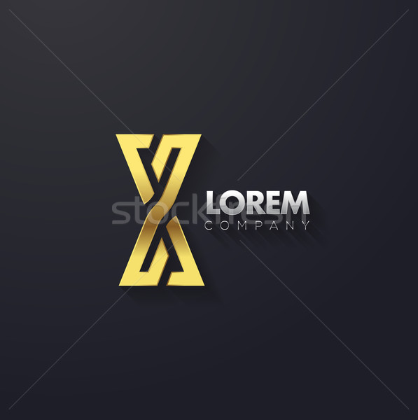Vector graphic elegant golden creative line alphabet / Letter X Stock photo © feabornset