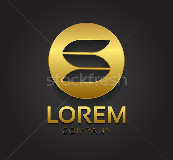 Vector graphic elegant S symbol in golden circle with sample tex Stock photo © feabornset