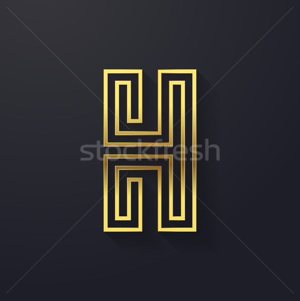Vector graphic creative line gold alphabet / letter H Stock photo © feabornset