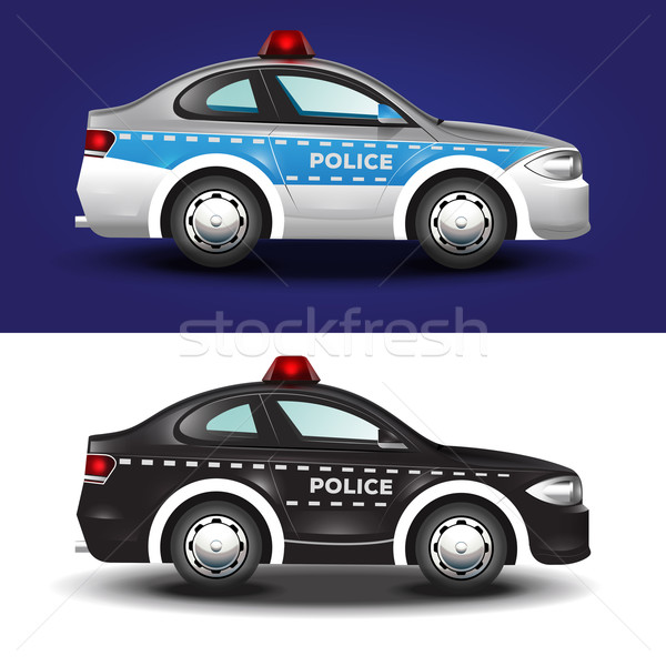 Cute vector graphic illustration of a police car in blue grey an Stock photo © feabornset