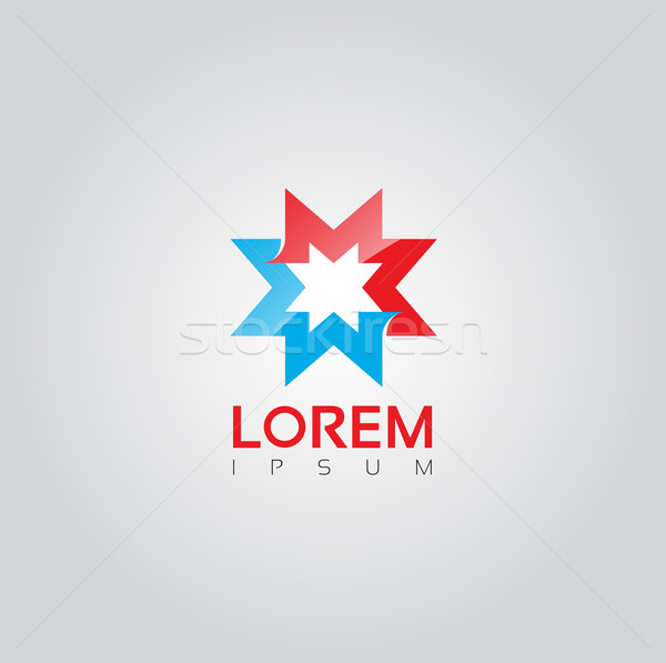 Vector graphic red and cyan star shaped flower symbol with sampl Stock photo © feabornset