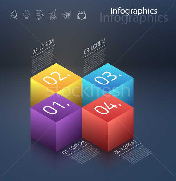 Vector graphic abstract info-graphics with icons in vibrant colo Stock photo © feabornset