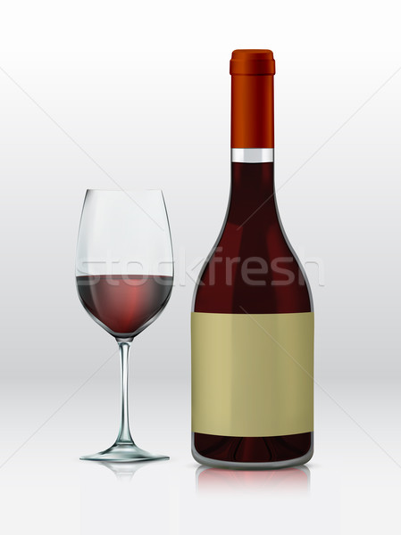Realistic vector graphic bottle and glass with red wine Stock photo © feabornset