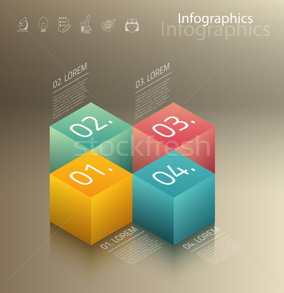 Vector graphic abstract info-graphics with icons in vibrant colo Stock photo © feabornset