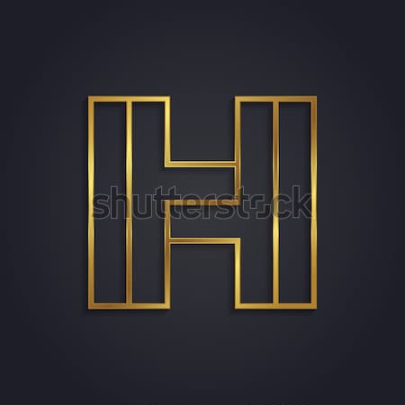 Beautiful vector graphic ruby alphabet with gold rim / letter H  Stock photo © feabornset