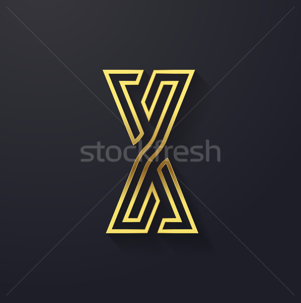 Vector graphic creative line gold alphabet / letter X Stock photo © feabornset