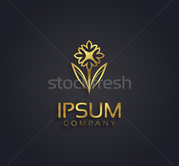 Vector graphic gold flower symbol with sample text for your comp Stock photo © feabornset