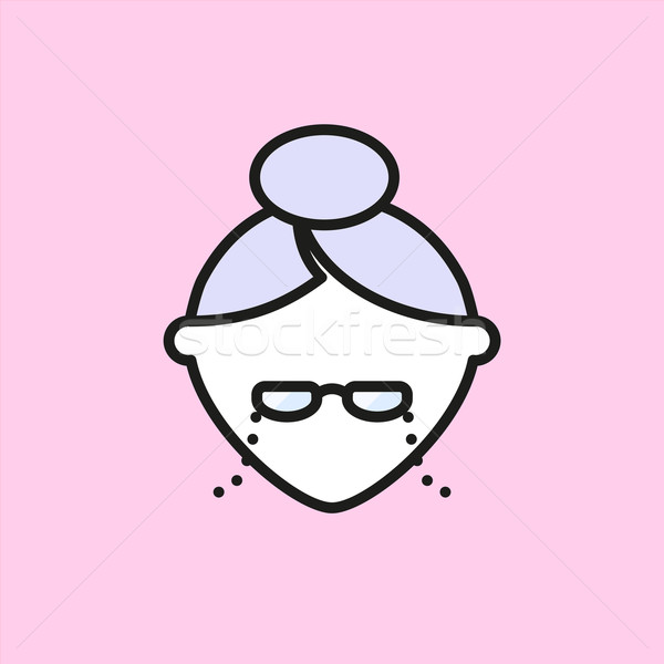 Szczęśliwy wektora graficzne minimalny ikona babci Zdjęcia stock © feabornset