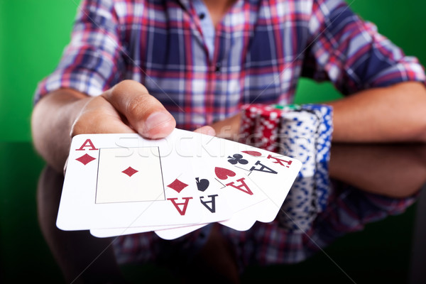 Cropped image of a winning four aces poker hand Stock photo © feedough